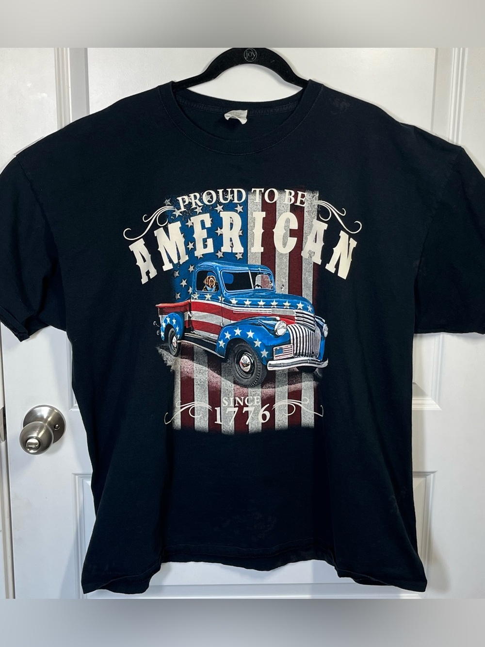 Proud To Be American Since 1776 Truck Graphic Tee USA Flag Black 3XL